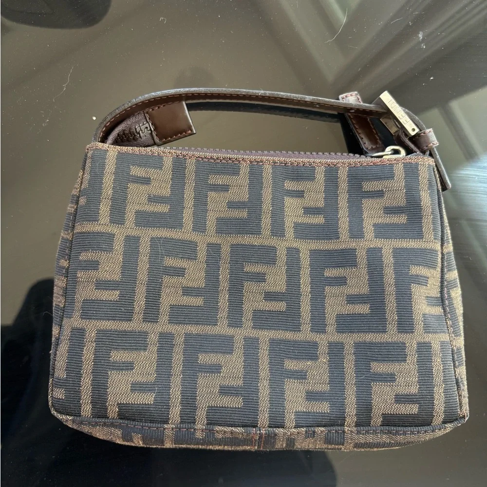 Fendi Brown and Black Zucca Mini Shoulder Bag - AUTHENTIC
